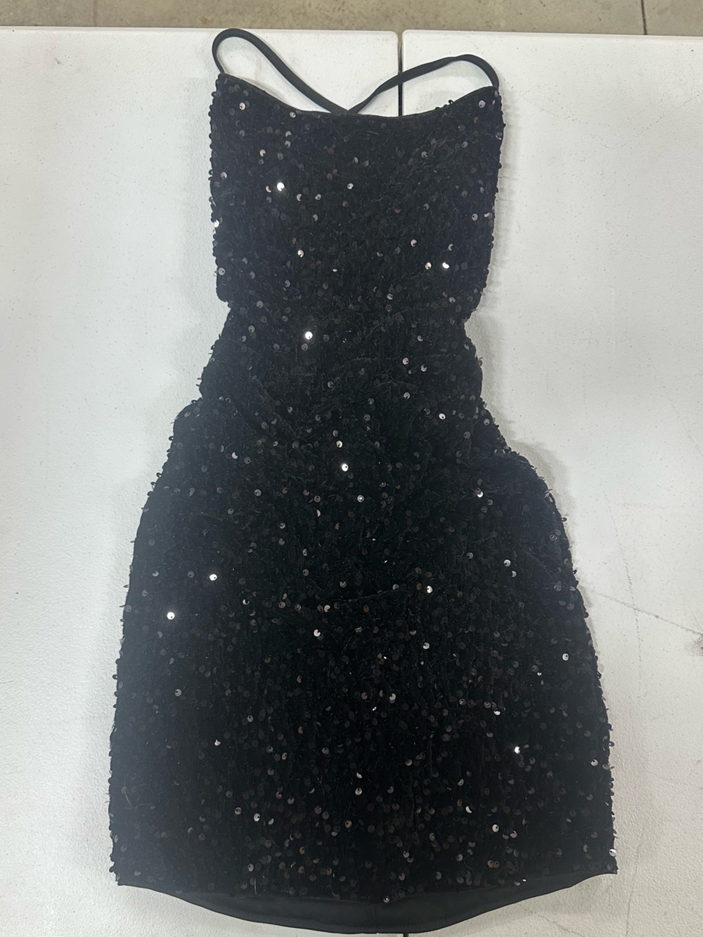 Amazon Black Sequin Spaghetti Strap Mini Dress